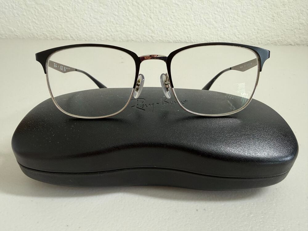 Ray Ban Eyeglasses RB6421 2997 52-18-140 Square Black Silver Case & Cloth